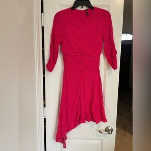 Zara Magenta Polka Dot Asymmetrical Dress